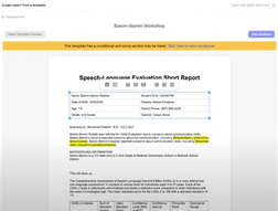 Use Custom Templates for your Speech Language Reports